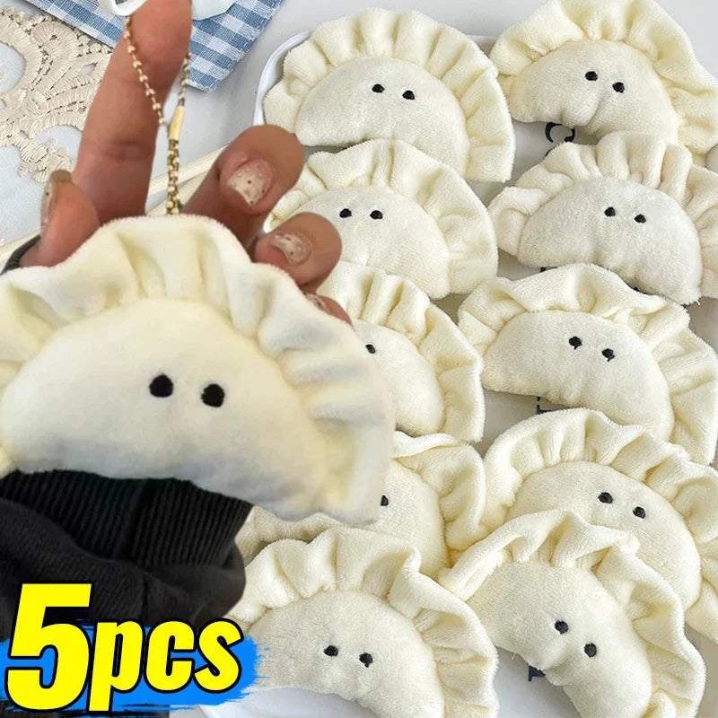 1/5pcs Soft Plush Dumpling Keychains Stuffed Cartoon Cute Creative Pendant Key Ring Food Bag Decorations Girls Backpack Charm