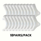 5/10/20 Pairs Neutral Solid Color Round Neck Socks Spring Summer Sweat Absorbing Breathable Comfortable All-season Sports Socks