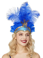 Women Carnival Crystal Crown Feather Headpieces 1920s Flapper Headband Show Girl Feather Headdress Mardi Gras Accessories