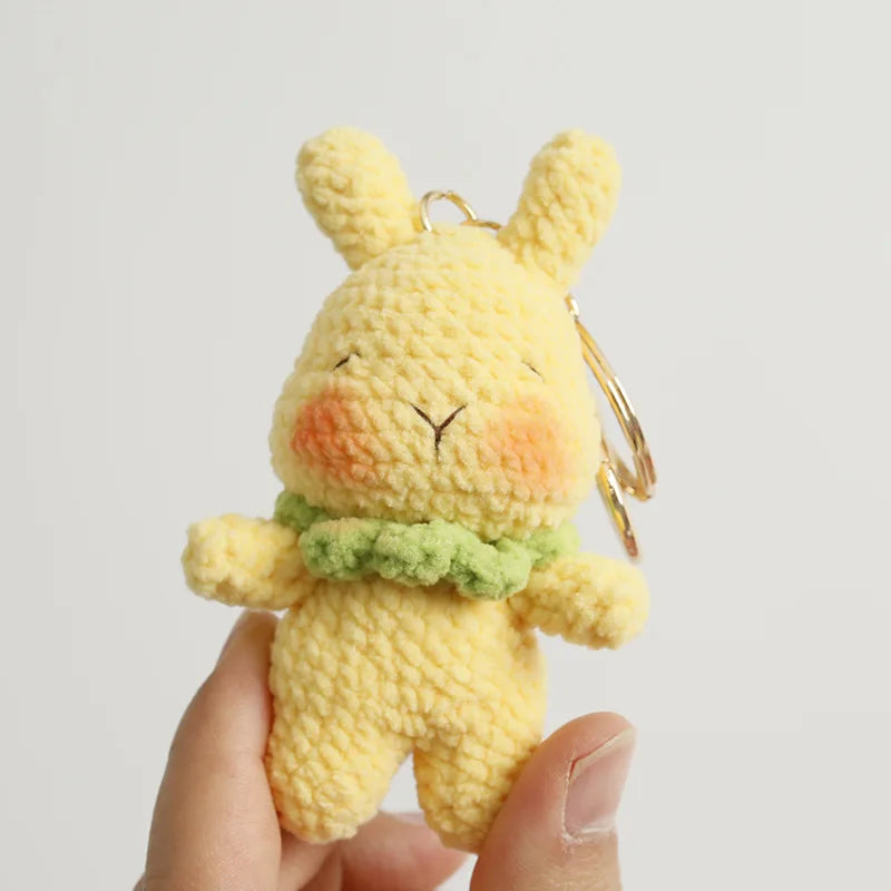 Cute Rabbit Doll Crochet Keyrings Handmaking Knitting Rabbit Keychains Cartoon Carrot Rabbit Keyrings Pendant Custom Accessories