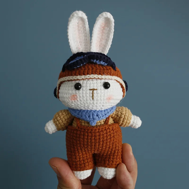 Cute Mushroom Rabbit Crochet Keychains Handmaking Crochet Cartoon Rabbit Doll Keyring For Bag Pendant Knitted Animal Doll Custom
