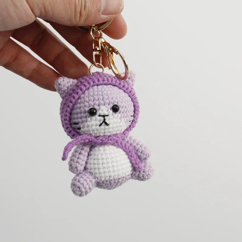 Exquisite Kitten Doll Crochet Keychain For Bag Pendant Knitted Small Cat Doll Keyrings Cute Kitten Keychain Custom Accessories