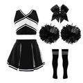 Girl Cosplay Cheerleader Costume Cheerleading Uniform Outfit Sequins Crop Top Skirt with Socks School Girls Dancewear Sets