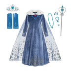 Elsa Dress for Girl Princess Birthday Party Winter Costume Kids Cosplay Frozen Evening Long Sleeve Clothes Snow Queen
