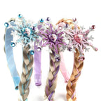 New Frozen Series Elsa Headband For Girls Snow Wig Braid Rhinestones Crown Hairband Birthday Party Princess DIY Hair Accessories