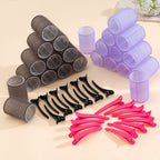 24pcs/Set Self Grip Hair Rollers No Heat Hair Clip Curlers Heatless Curls Hair Bangs Volume Self-adhesive Hook DIY Styling Tools