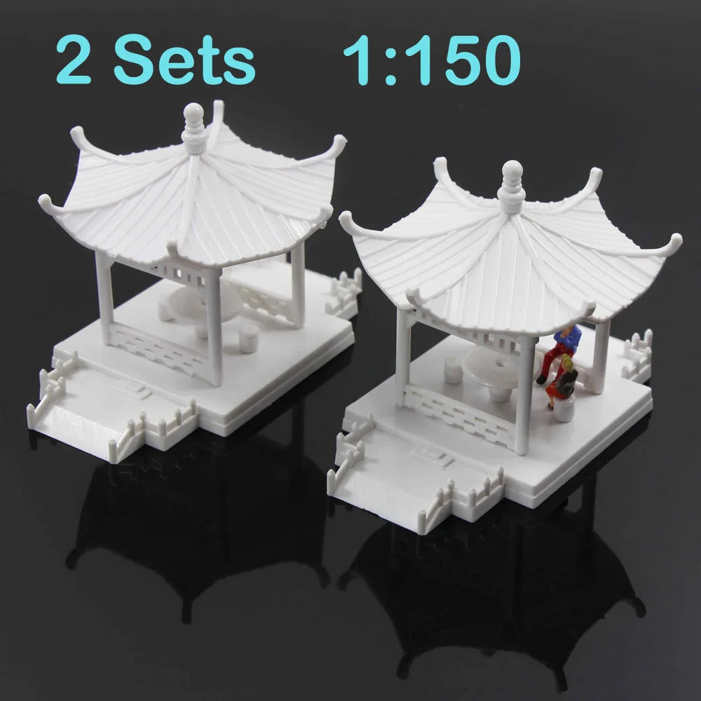GY01 2 Sets Pavilion Model Gloriette Chinese Construction Educational 1:100 1:75 1:160 Railway Modeling