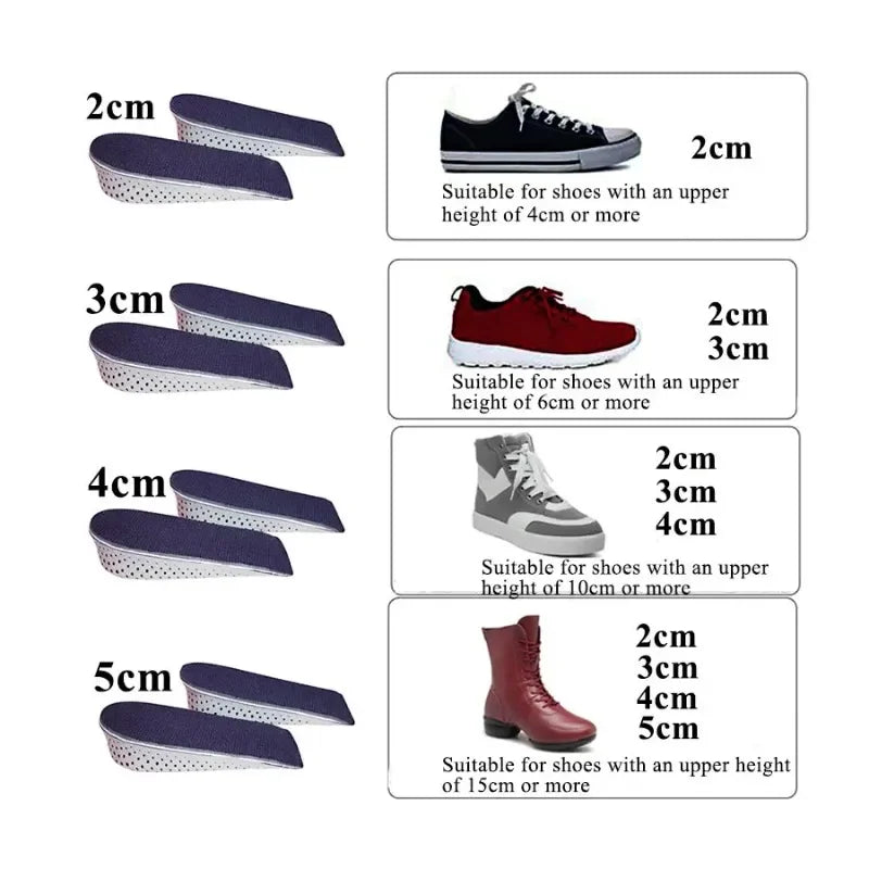 Height Increase Half Shoe Insoles Heel Insert Sport Cushion EVA Memory Foam Heel Lifting 2/3/4/5CM Taller Invisible Heighten Pad