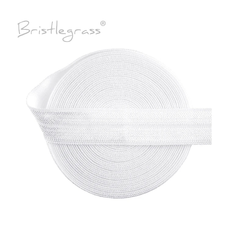 BRISTLEGRASS 2 5 10 Yard 5/8" 15mm Solid FOE Shiny Fold Over Elastic Spandex Satin Band Hair Tie Headband Dress Sewing Lace Trim