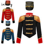 Girls Boys Halloween Nutcrackers Costume Set Drum Trumpet Team Tassel Jacket Coat Hat for Drummer Performance Circus Ringmaster