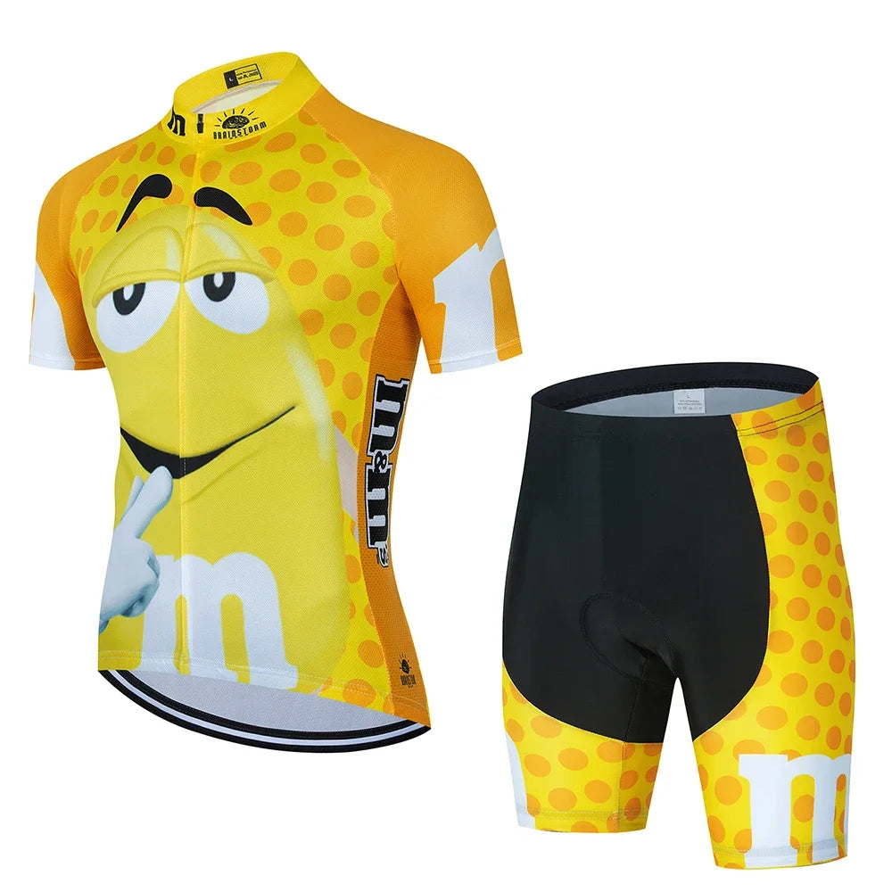 2024 Cartoon Cycling Clothing Men Short Sleeve MTB Ropa Ciclismo Breathable Summer Sportswear Outdoor Bicycle Clothes Bib Shorts