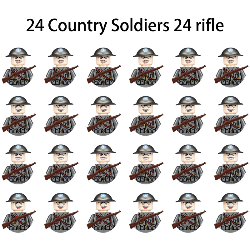 40/set World War II military building blocks National army soldier Character weapon assembly building block Children's toy gifts