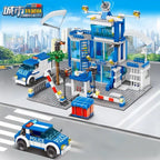 City Police Station Building Block Group Boy DIY Car Brick Police Station Model Building Children's Educational Toy Gift