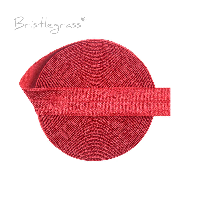 BRISTLEGRASS 2 5 10 Yard 5/8" 15mm Solid FOE Shiny Fold Over Elastic Spandex Satin Band Hair Tie Headband Dress Sewing Lace Trim