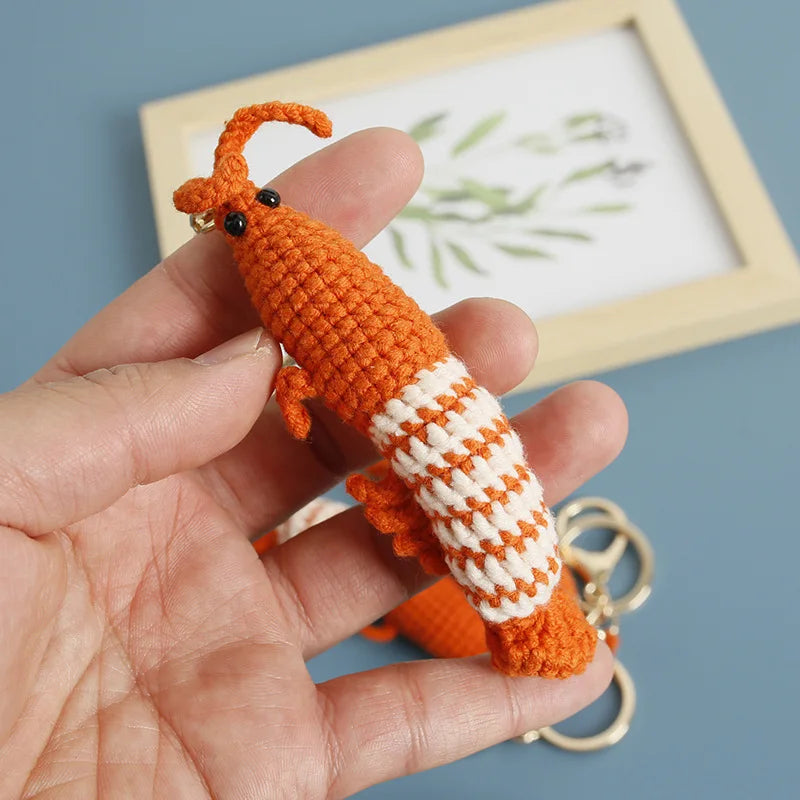 Ocean Series Animal Doll Crochet Keychain Handmaking Knitted Tropical Fish Keyrings Crochet Shark Doll Keychain Custom Accessory