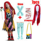 Kids Girls Boys Cosplay Scary Ghost Bride Sally Skeleton Jack Dress Striped Halloween Character Dress Up Costume