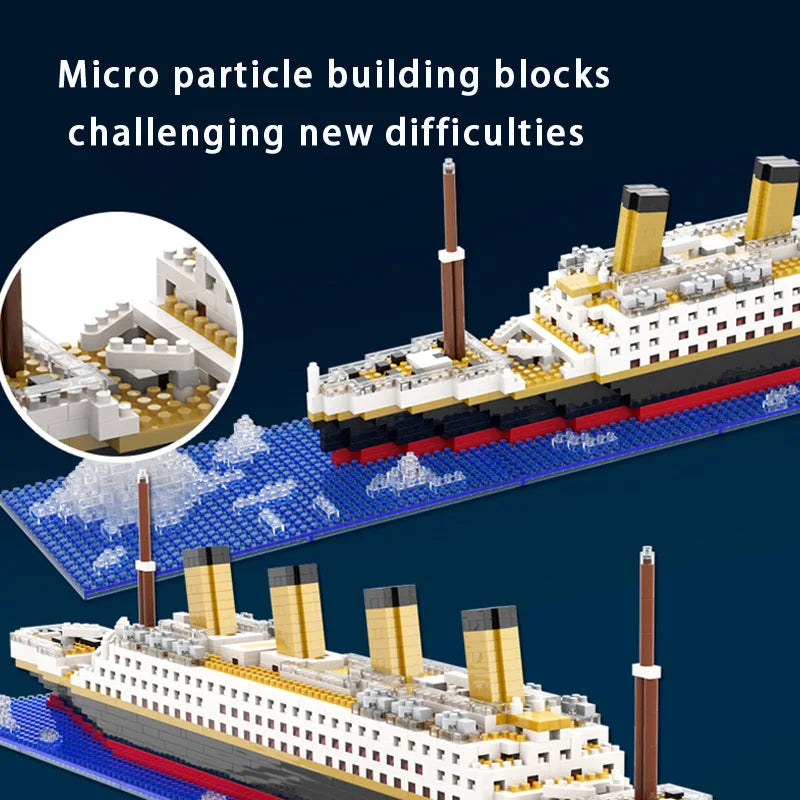 Micro particle building block assembly toy Titanic giant male and female puzzle cruise ship model children's toy