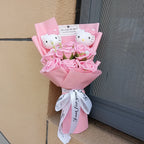 Hello Kitty Plush Bouquet with Rose Kawaii Anime Fluffy Stuffed Plush Doll Christmas Valentine's Day Holiday Birthday Gift