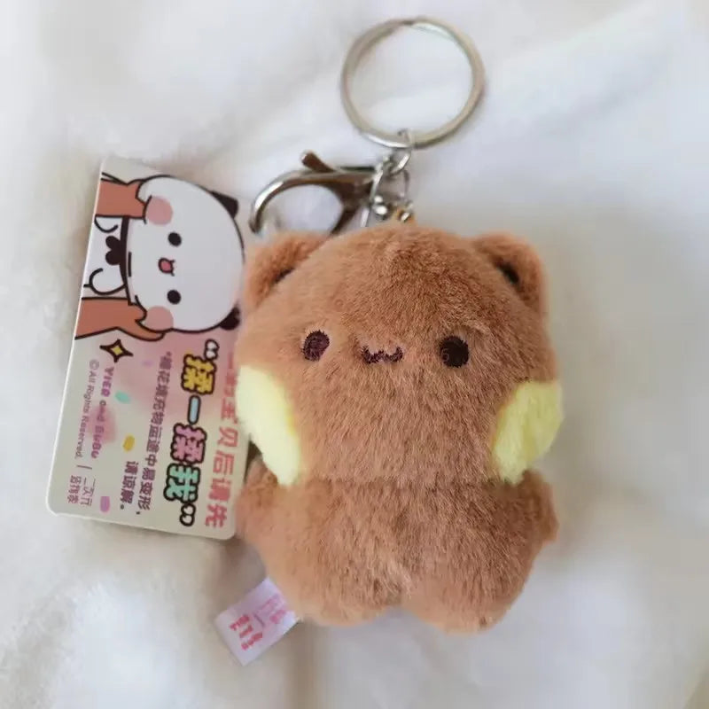 Cartoon Panda Bubu and Yier Keychain Pendant Dolls Cute Panda Bear Doll Keyring Handbag Decor Accessories Couple Gifts