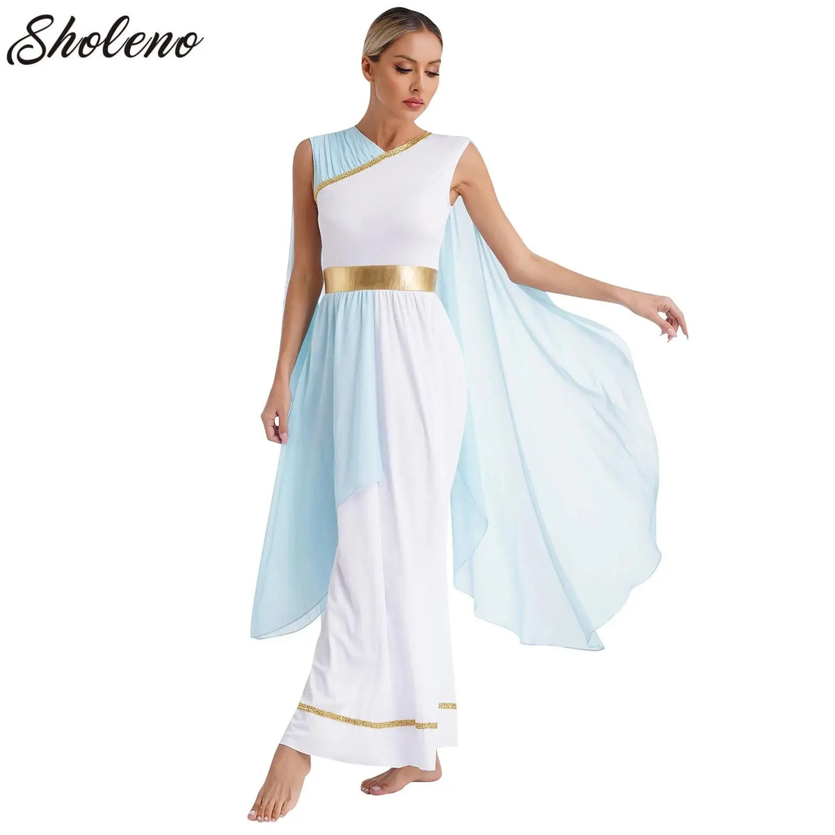 Womens Ancient Greek Athenian Princess Dress Toga Halloween Senator Caesar Cosplay Party Costume Roman Empress Long Robe Dress