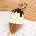 Handmaking Crochet Ice Cream Keyrings Wholesale Sweet Ice Cream Cone Series Crochet Keychain For Bag Pendant  Custom Accessories