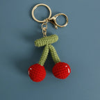 Cute Fruit Series Crochet Keychain Handmaking Knitted Strawberry Keyrings Cute Cherry Keyrings For Bag Pendant Custom Accessory