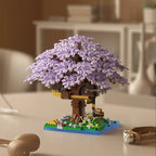 DIY Purple Romantic Cherry Blossom Flower Pink Tree House Assembly Building Blocks Classic Model Miniature Bricks Sets Kid Gifts