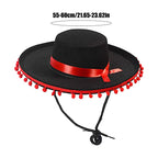 Spanish-style Hat Soft Sombrero Caps Traditional Halloween Zoro fuzz ball Mexican Sombrero Hats Wide Brim Design Carnival Costum