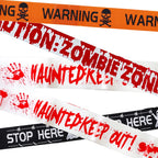 Halloween Decoration Caution Tape Window Prop Skull Zombie Warning Tape Signs Halloween Props Party Favors Haunted House Décor