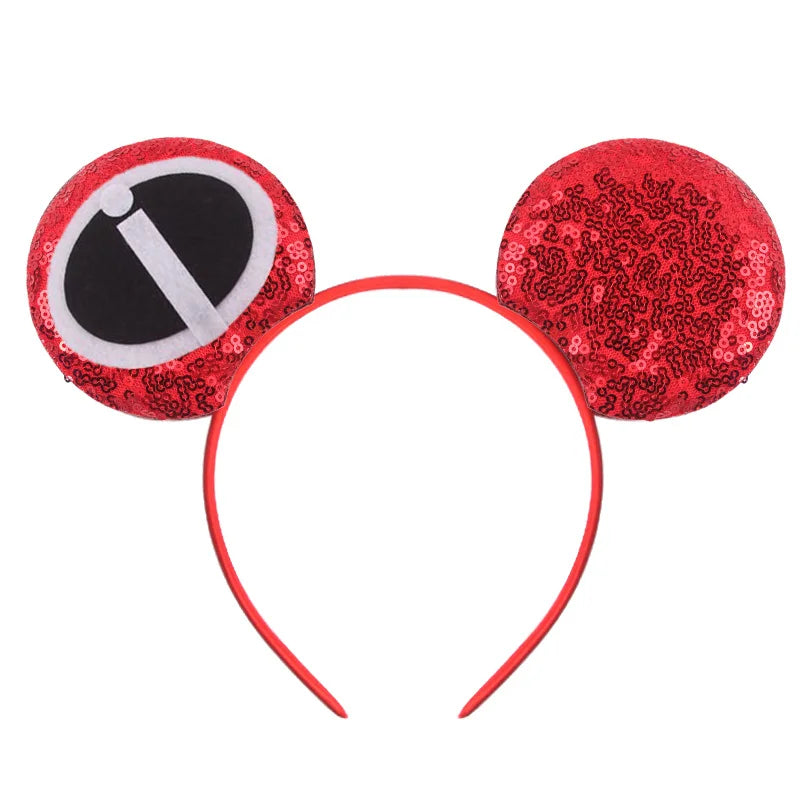 2026 Festival Party Cosplay Mouse Ears Headband 3.3" Ears Glitter Hairband For Boys Girls DIY Cartoon Hair Accessories