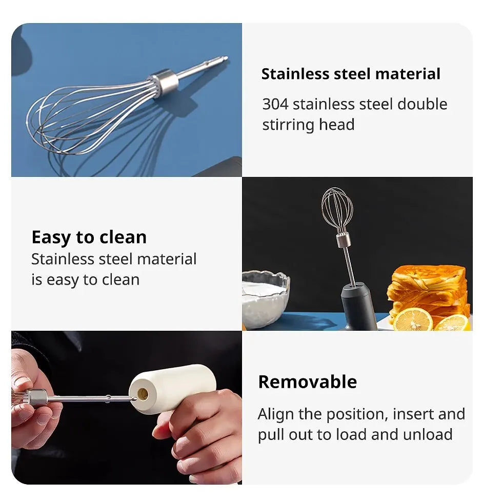 1 Wireless Electric Food Mixer, Portable 3-Speed Hand Mixer, Baking Dough and Cake Cream Mixer, Kitchen Tool