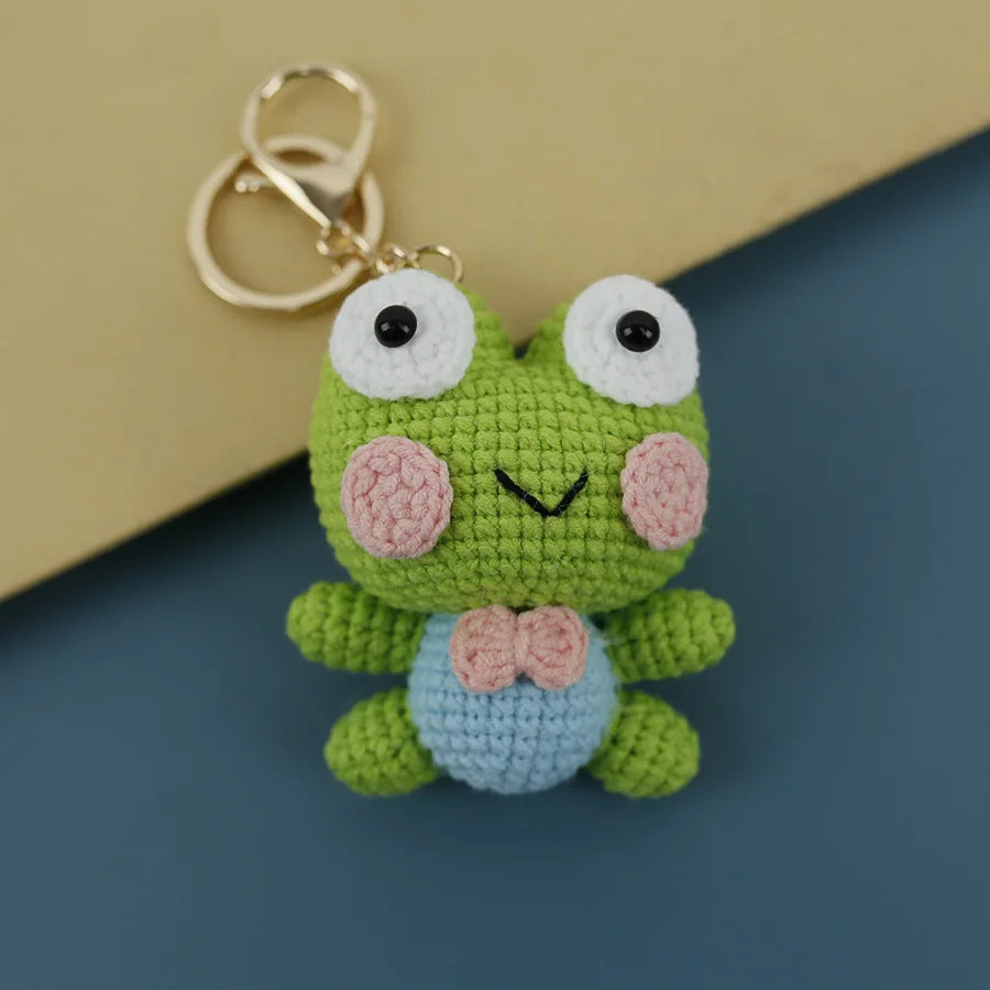 Cute Frog Doll Crochet Keychain Funny Frog Doll Keychain Pendant Handmaking Knitted Frog Keyring Wholesale Custom Accessories