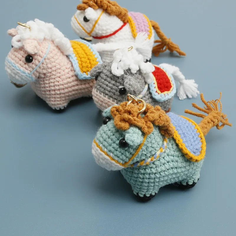 Funny Zebra Crochet Keyrings For Bag Pendant Handmake Animal Doll Knitting Keychain Cute Sheep Keyrings Gifts Custom Accessories