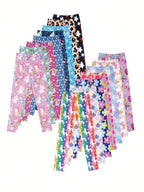 1 Pair of Cute Print Kids Baby Girl Leggings Spring Summer Children Stretch Slim Pants Suitable for 2-12 Years Girls Daily Wear