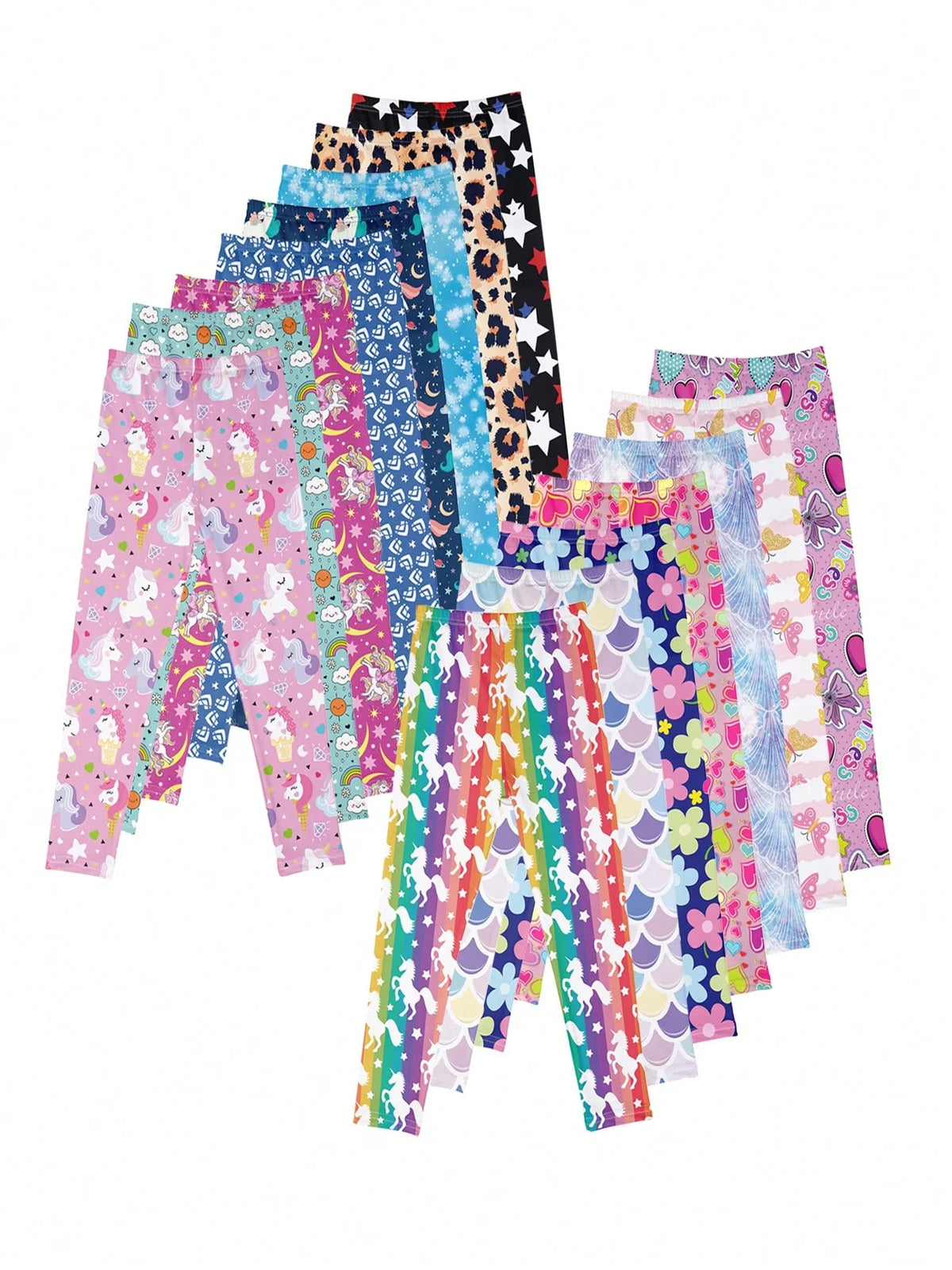 1 Pair of Cute Print Kids Baby Girl Leggings Spring Summer Children Stretch Slim Pants Suitable for 2-12 Years Girls Daily Wear