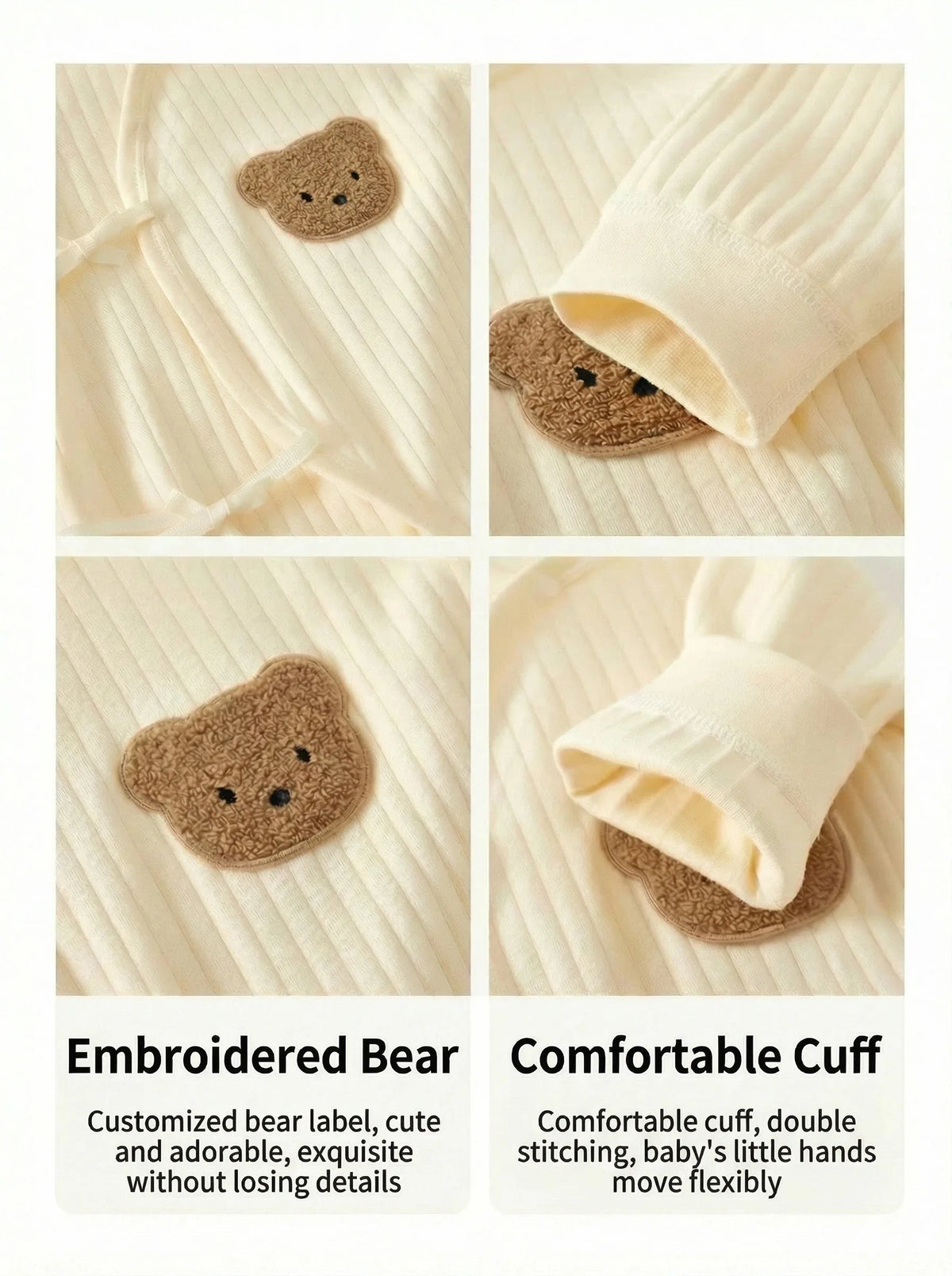 Somenie Infant Knitting Jumpsuit 100% Cotton Long Sleeve Romper One Piece Outfit for Boys & Girls Newborn Baby 4 Seasons Wear