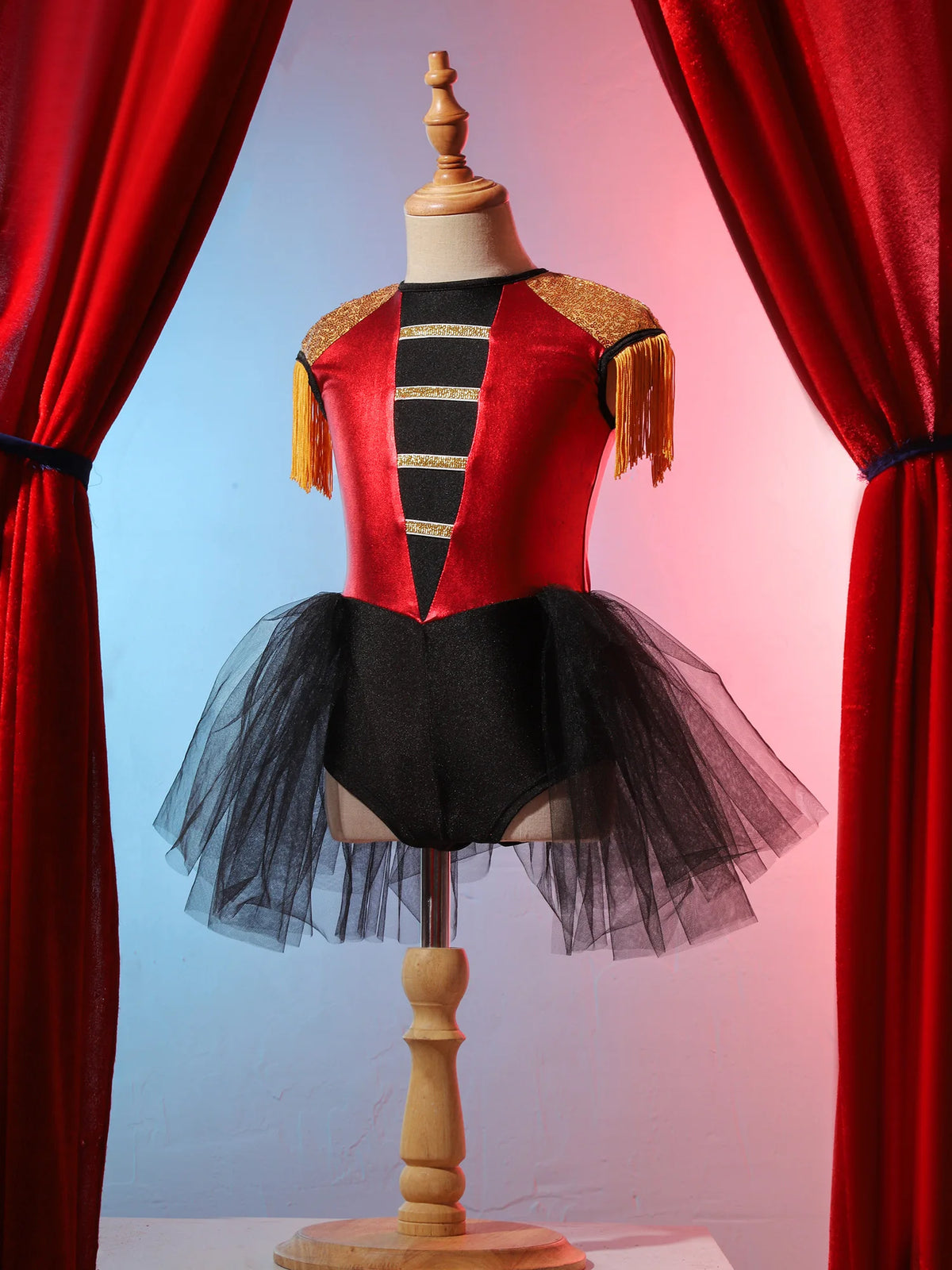 Girls Circus Ringmaster Cosplay Costume Sleeveless Sequin Tassels Leotard Ballet Tutu Dress Unitard Halloween Cosplay Lion Tamer