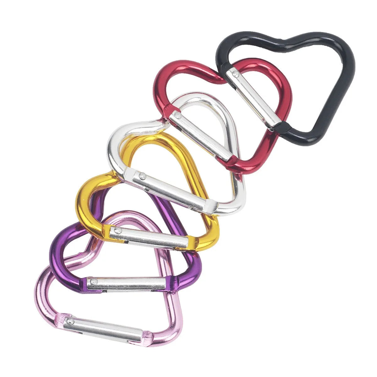 10PCS Carabiner Keychain Clip Heart-shaped Aluminum Small Carabiners Tactical Clips Outdoor Tools Water Bottle Keyring HWXGJ04