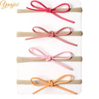 1 Set 2024 Classical European Suede Tied Hair Bow Baby Nylon Headband DIY Hair Accessories Hair Bands for Girl Headwear