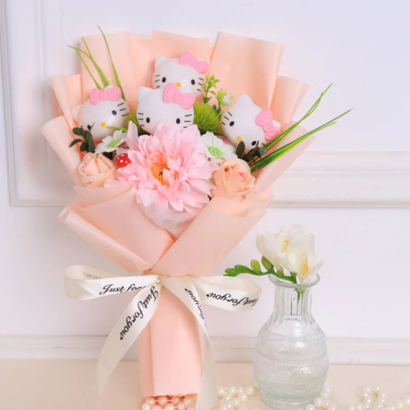 Cartoon Hello Kitty Plush Bouquet Plush Doll Toy Stuffedn Animals Christmas Valentine Graduation Birthday Gifts For Girls