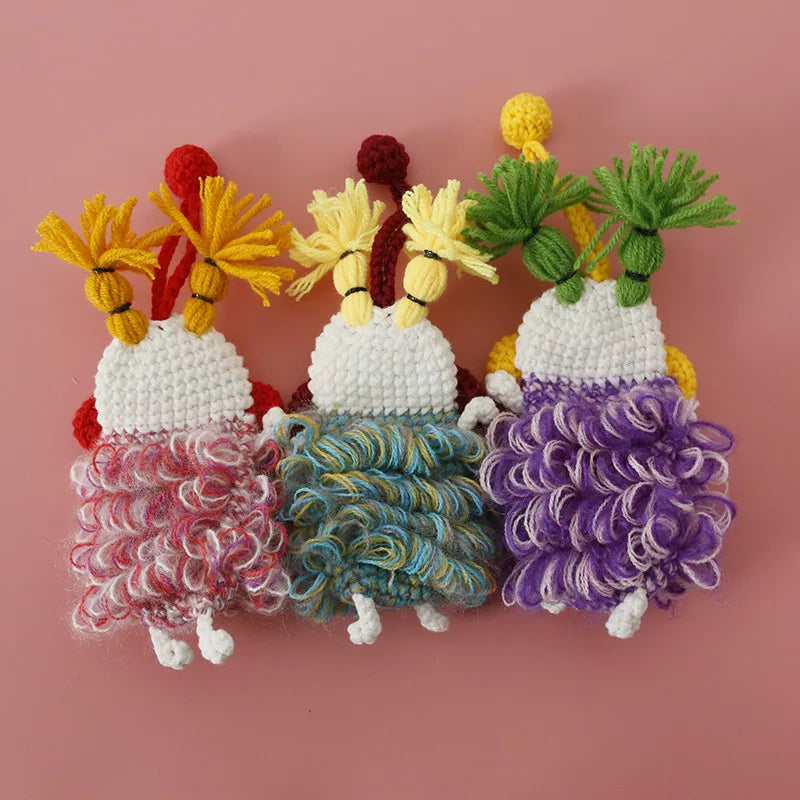 Funny Crochet Keychains Knitting Cute Sausage Mouth Doll Key Holder Knitted Storage Bag Keyrings For Car Keys Wholesale Custom