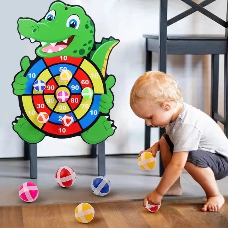 Montessori Throw Dart Board Toy Sport Slingshot Target Sticky Ball Dartboard Educational Indoor Outdoor Game