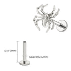 Right Grand ASTM F136 Titanium Spider Labret Lip Ring Tragus Cartilage Conch Flat Helix Stud Earring Halloween Piercing Jewelry