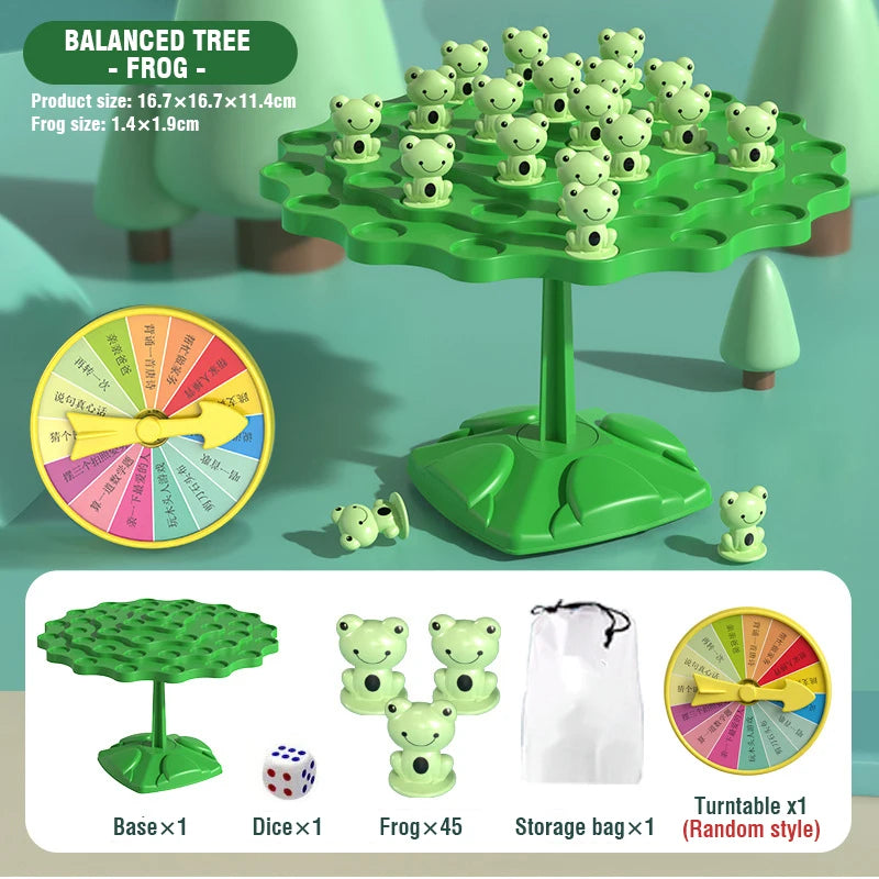 Fun Frog Balance Tree Children Math Toys Balancing Board Game Parent-child Interaction Tabletop Balance Game Toy Gift for Kids