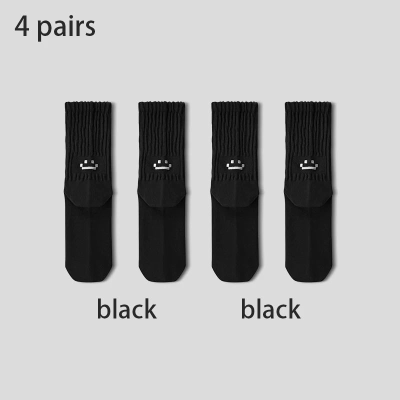 4 Pairs Men's Cotton Work Socks Long Running Breathable Ankle Crew Socks Casual Socks for Men Cycling Socks
