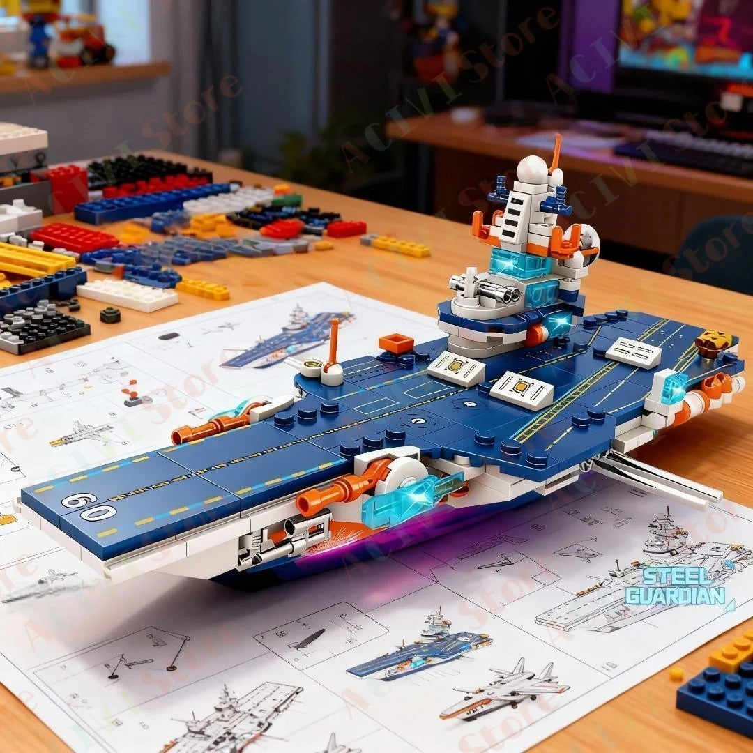 Navy War Chariot Ship Army Boat Plane Model Warships Building Blocks Compatible With Lego  Construction Set for Boys Bricks Toys