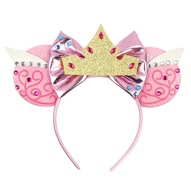 2026 Trip Mouse Ears Headband for Girls Women Sequin Castle 5"Bow Hairband Festival Party Cosplay DIY Hair Accessories
