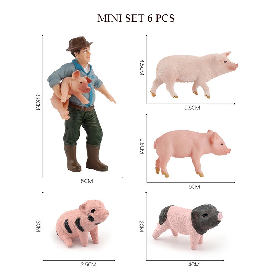 Simulation Mini  Farm Poultry Puppy Crocodile Pegasus Monkey Bird Wildlife Figurine Animal Model Sets Education Kid Toys