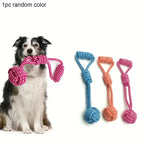 1pc Durable Dog Rope Toy with Ball - All-Breed Chew and Tug Plaything Random Color Selection