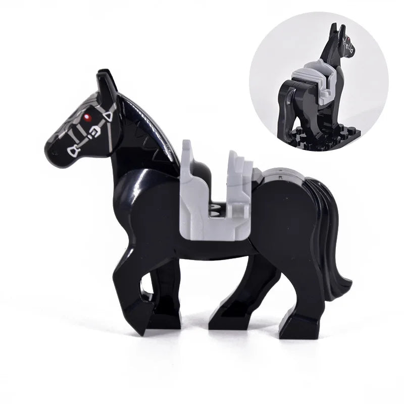 Medieval Series War-Horse Building Blocks White/Black/Brown Horses Battle Steed DIY Bricks Toys For Children Christmas Gifts